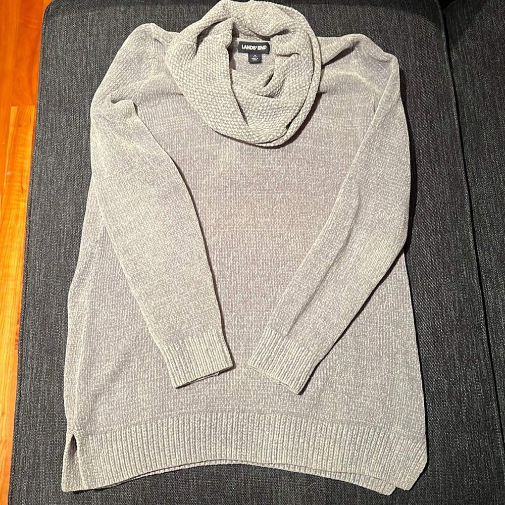 Lands' End Cozy Lavender Plush Chenille Cowl Sweater S (6-8)